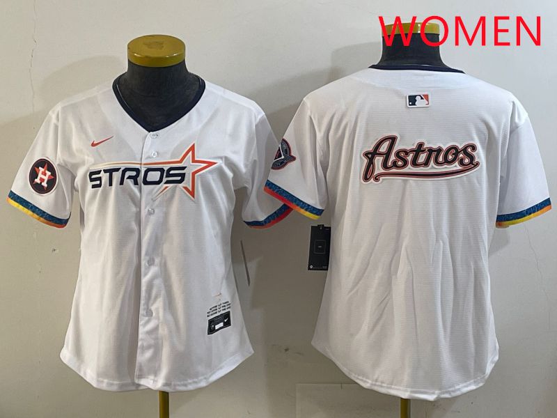 Women Houston Astros Blank White Fourth generation Joint Name 2025 Nike MLB Jersey style 14